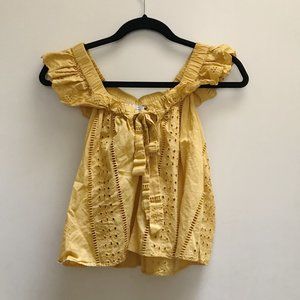 Zara Mustard Eyelet Top